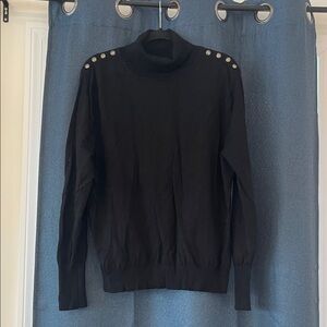 Joseph A Black Turtleneck Sweater with Silver Buttons